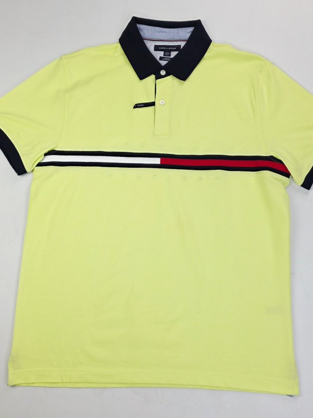 Tommy Hilfiger Slim Fit Flex Lime Green Men Sz XL Short Sleeve Logo Polo NWOT